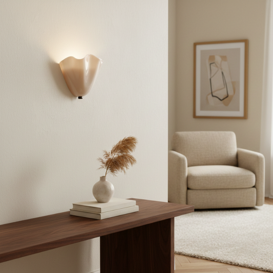 28cm Colored Glass Wall Light with Retro Shell Design