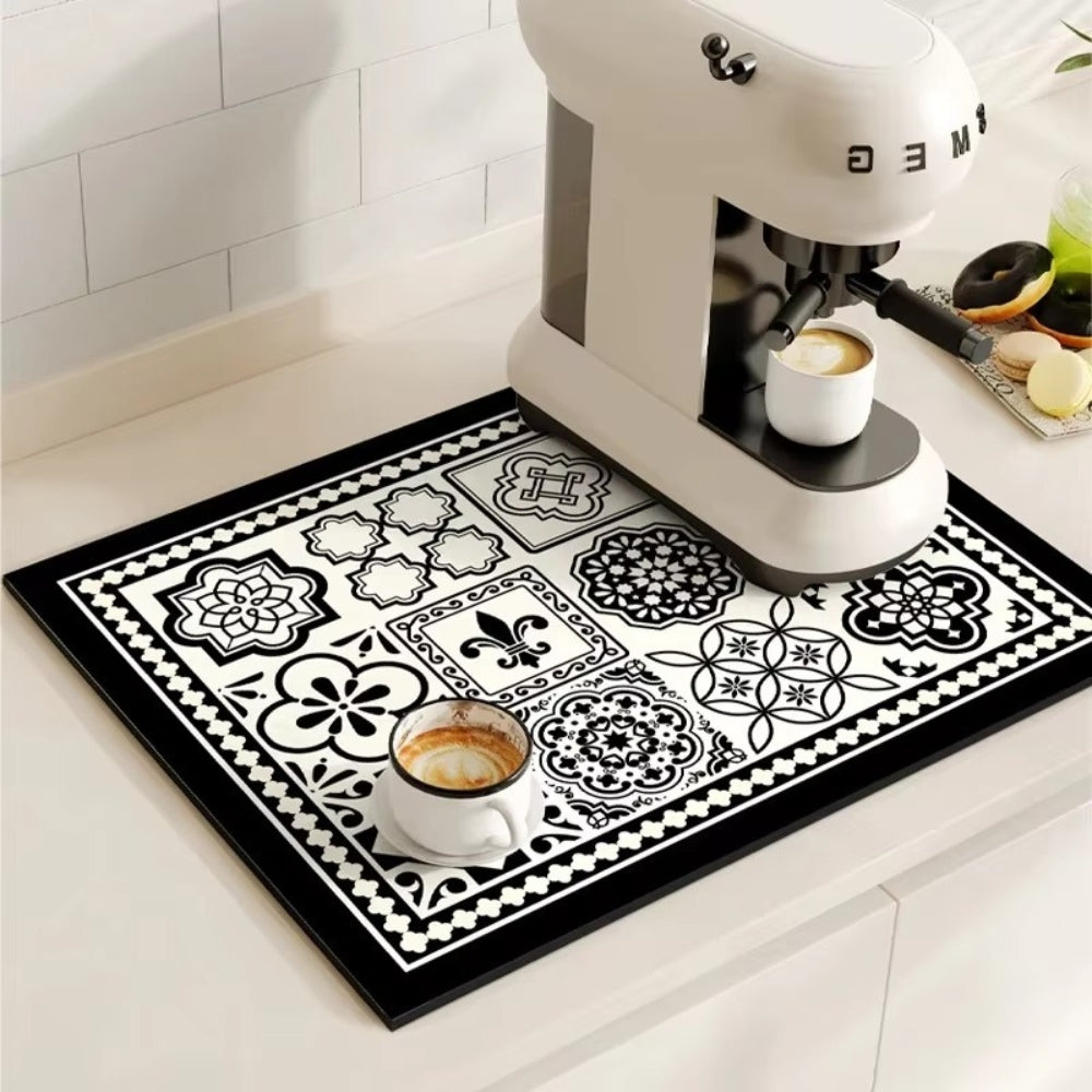 Charming Vintage-Style Coffee Mat for Effortless Clean-Up