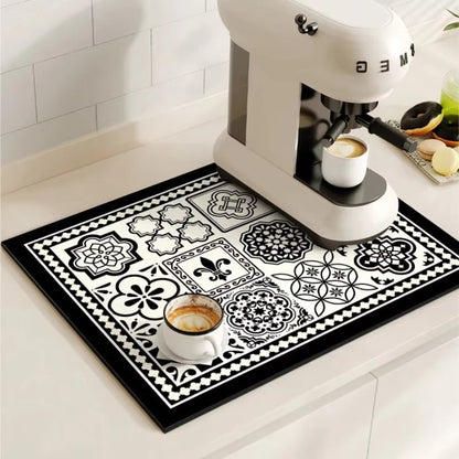 Charming Vintage-Style Coffee Mat for Effortless Clean-Up