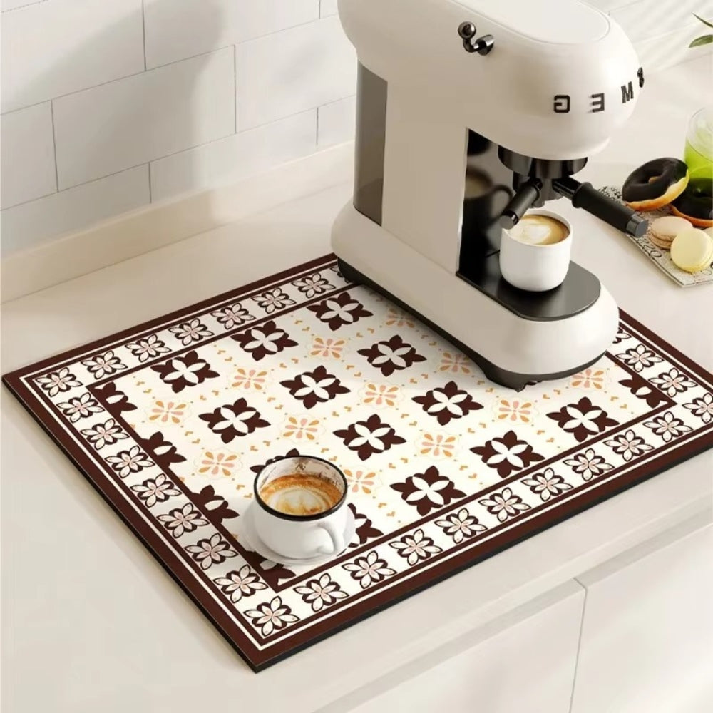 Charming Vintage-Style Coffee Mat for Effortless Clean-Up