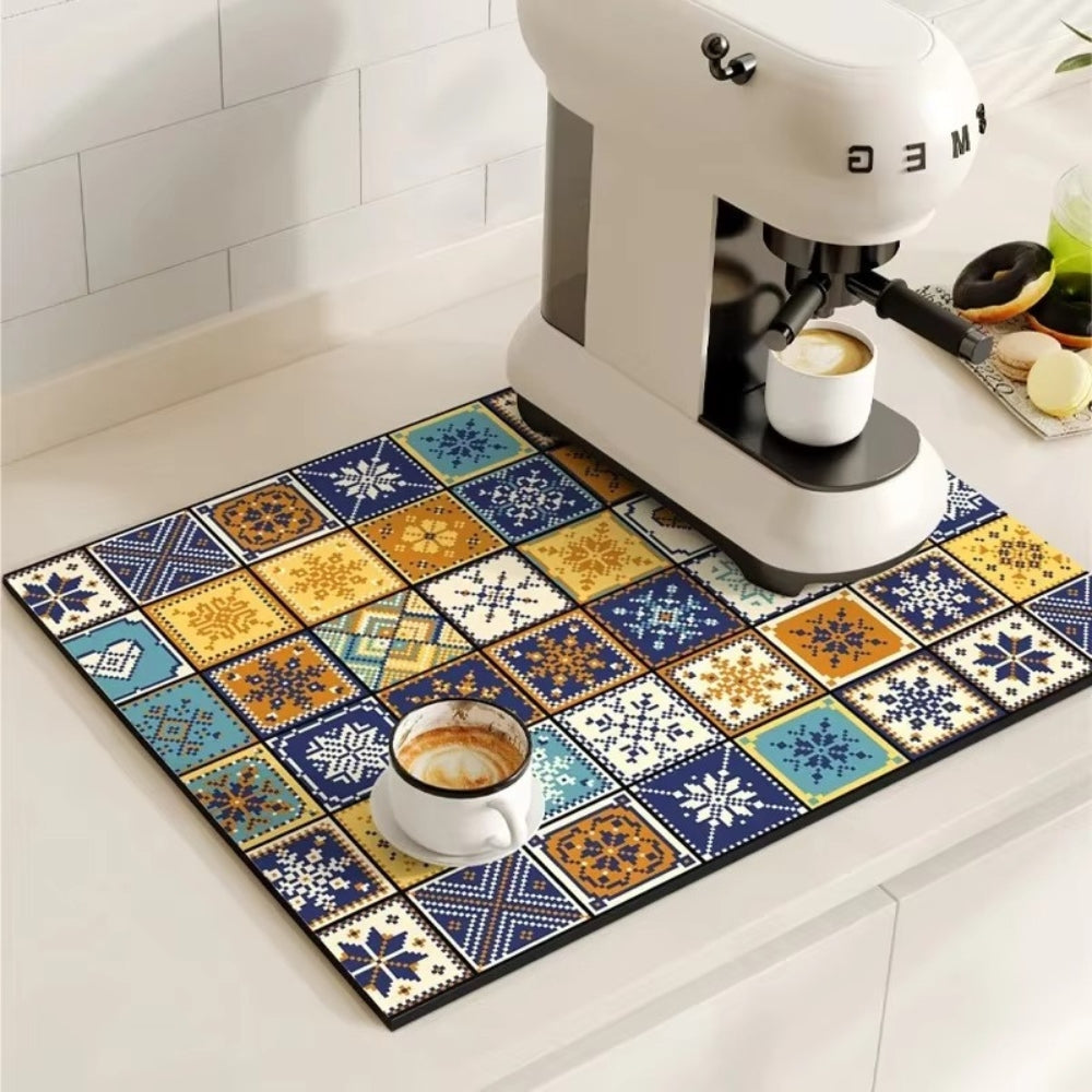 Charming Vintage-Style Coffee Mat for Effortless Clean-Up