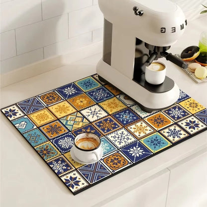 Charming Vintage-Style Coffee Mat for Effortless Clean-Up
