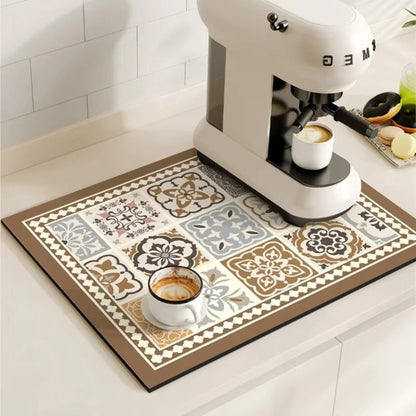 Charming Vintage-Style Coffee Mat for Effortless Clean-Up