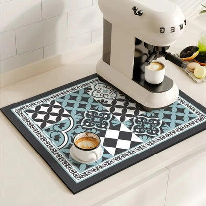 Charming Vintage-Style Coffee Mat for Effortless Clean-Up