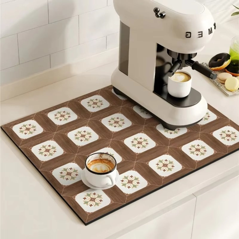 Charming Vintage-Style Coffee Mat for Effortless Clean-Up