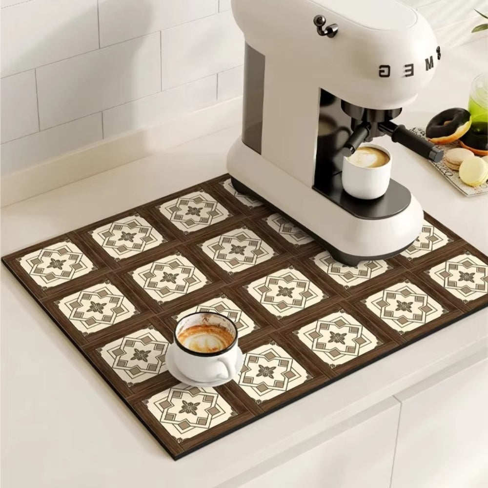 Charming Vintage-Style Coffee Mat for Effortless Clean-Up