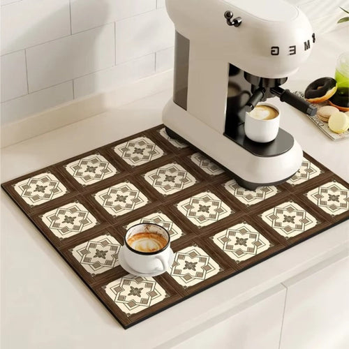 Charming Vintage-Style Coffee Mat for Effortless Clean-Up