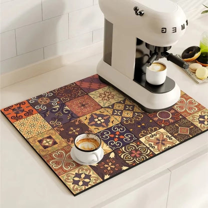 Charming Vintage-Style Coffee Mat for Effortless Clean-Up