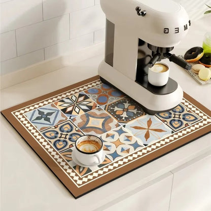Charming Vintage-Style Coffee Mat for Effortless Clean-Up
