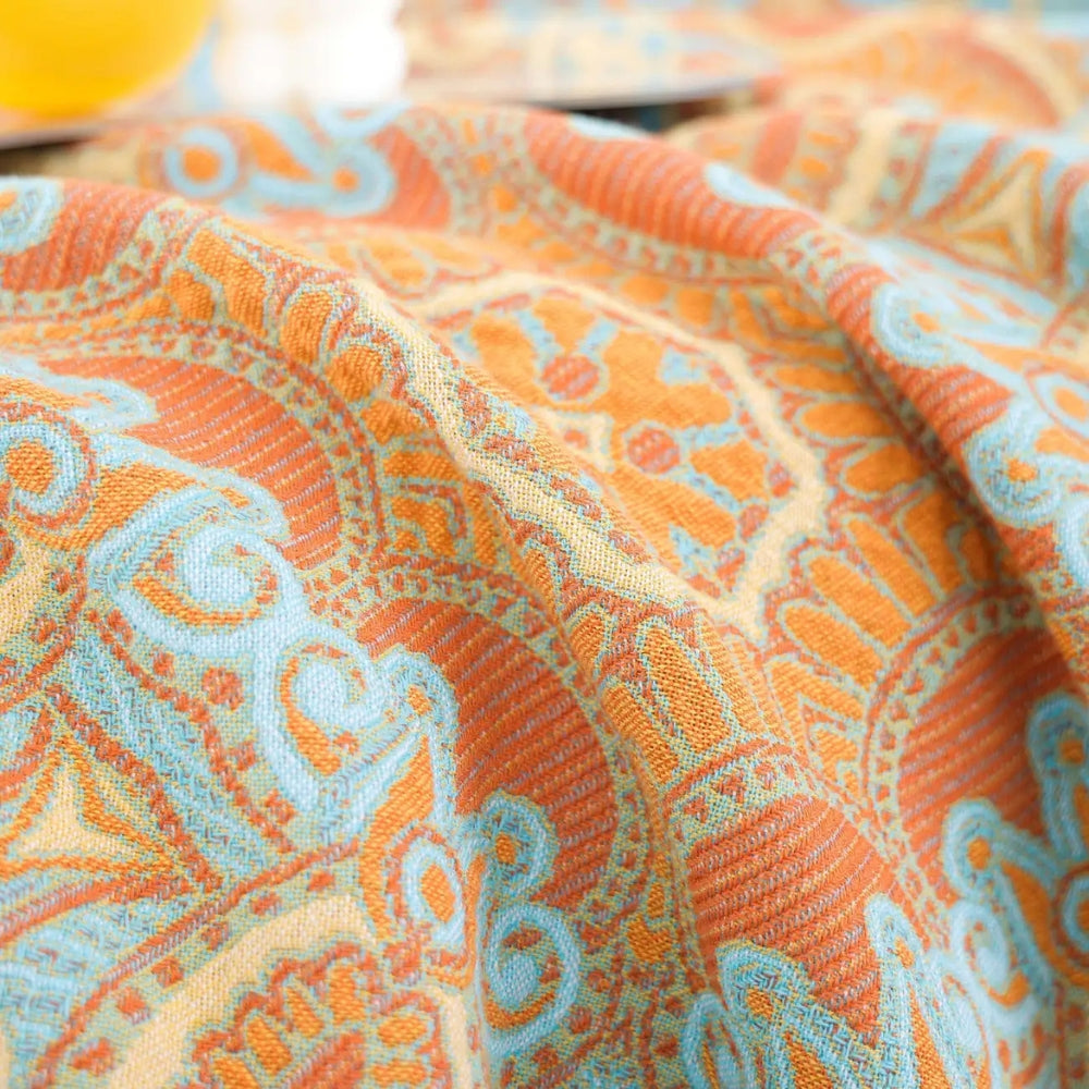 Dual-Sided Paisley Cotton Throw Blanket