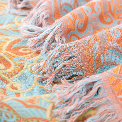 Dual-Sided Paisley Cotton Throw Blanket