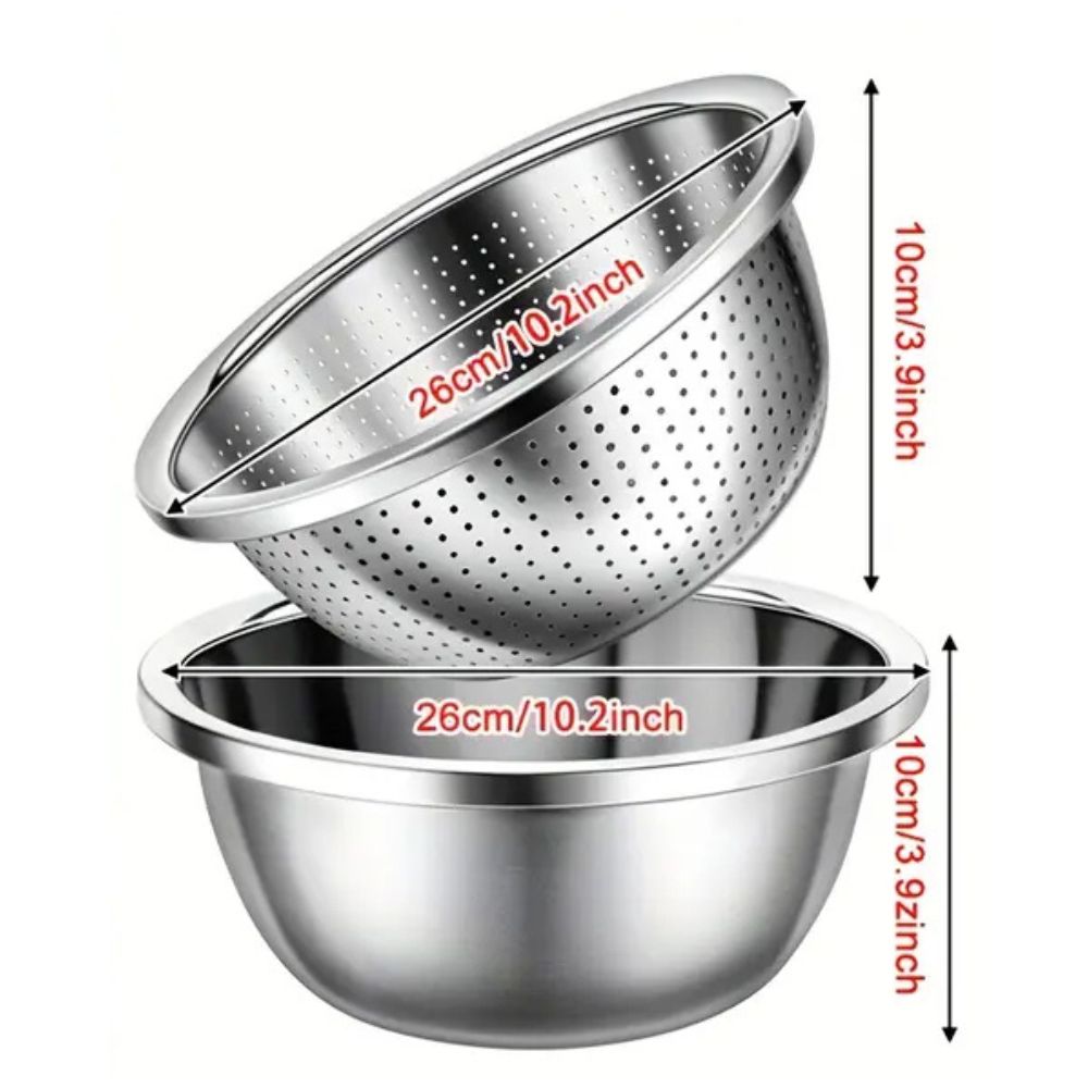 Versatile Stainless Steel Colander and Mixing Bowl Set
