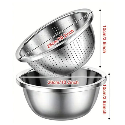 Versatile Stainless Steel Colander and Mixing Bowl Set