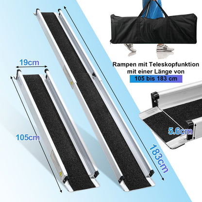 Aluminum Loading Ramp for Wheelchairs - 2x Capacity 300 kg