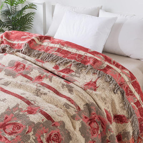 Elegant Floral Cotton Throw Blanket for Cozy Living