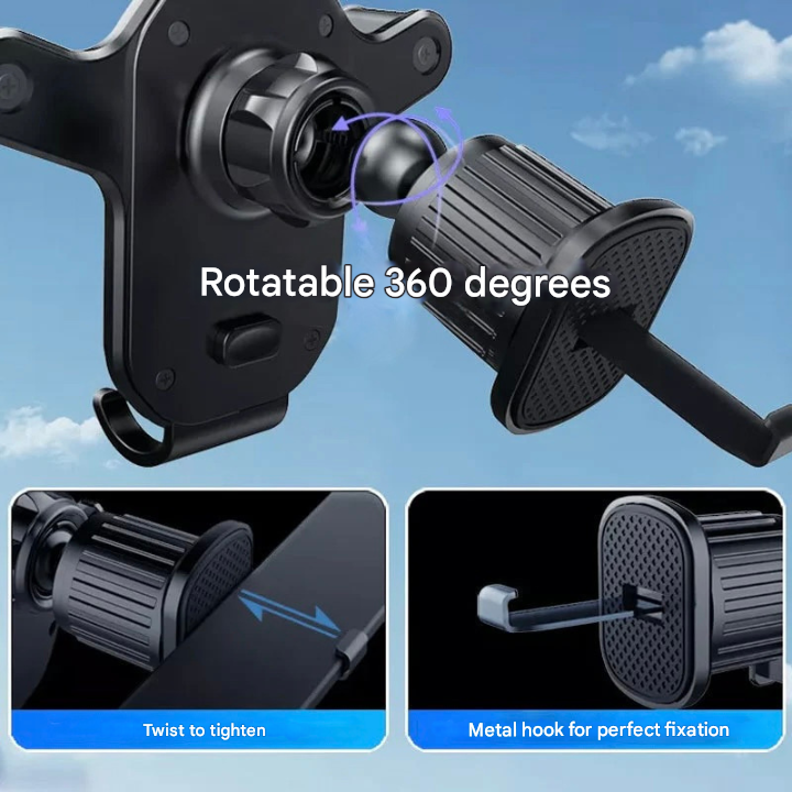 360° Rotatable Car Air Vent Phone Holder with Hook Lock – SafeGrip Design