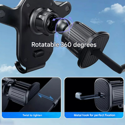 360° Rotatable Car Air Vent Phone Holder with Hook Lock – SafeGrip Design