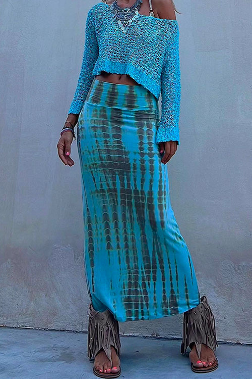Breezy Boho Bliss - High-Waisted Tie-Dye Skirt