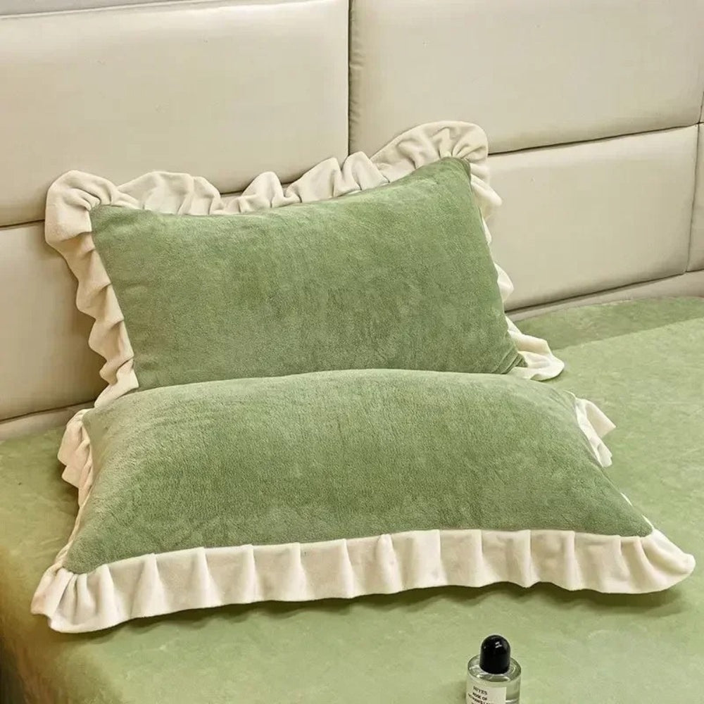 Pastel Luxury Ruffle Pillow Cover for Elegant Comfort
