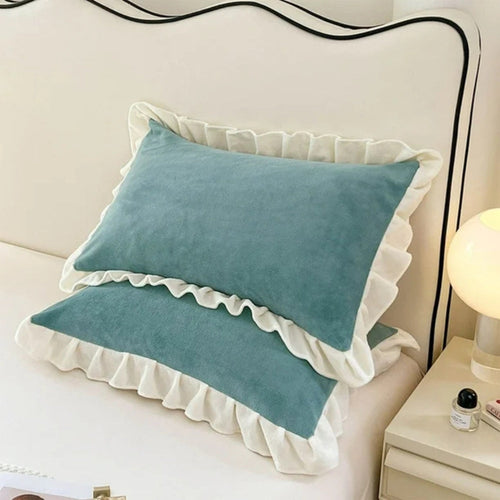 Pastel Luxury Ruffle Pillow Cover for Elegant Comfort