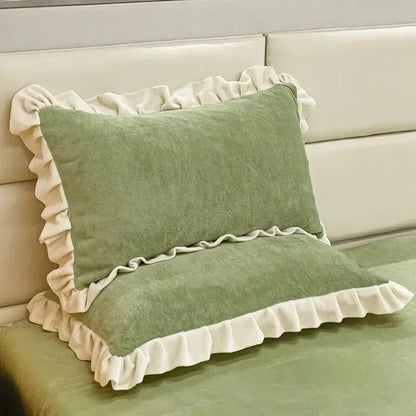 Pastel Luxury Ruffle Pillow Cover for Elegant Comfort