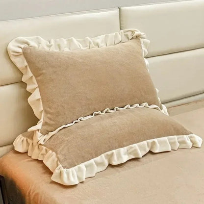 Pastel Luxury Ruffle Pillow Cover for Elegant Comfort