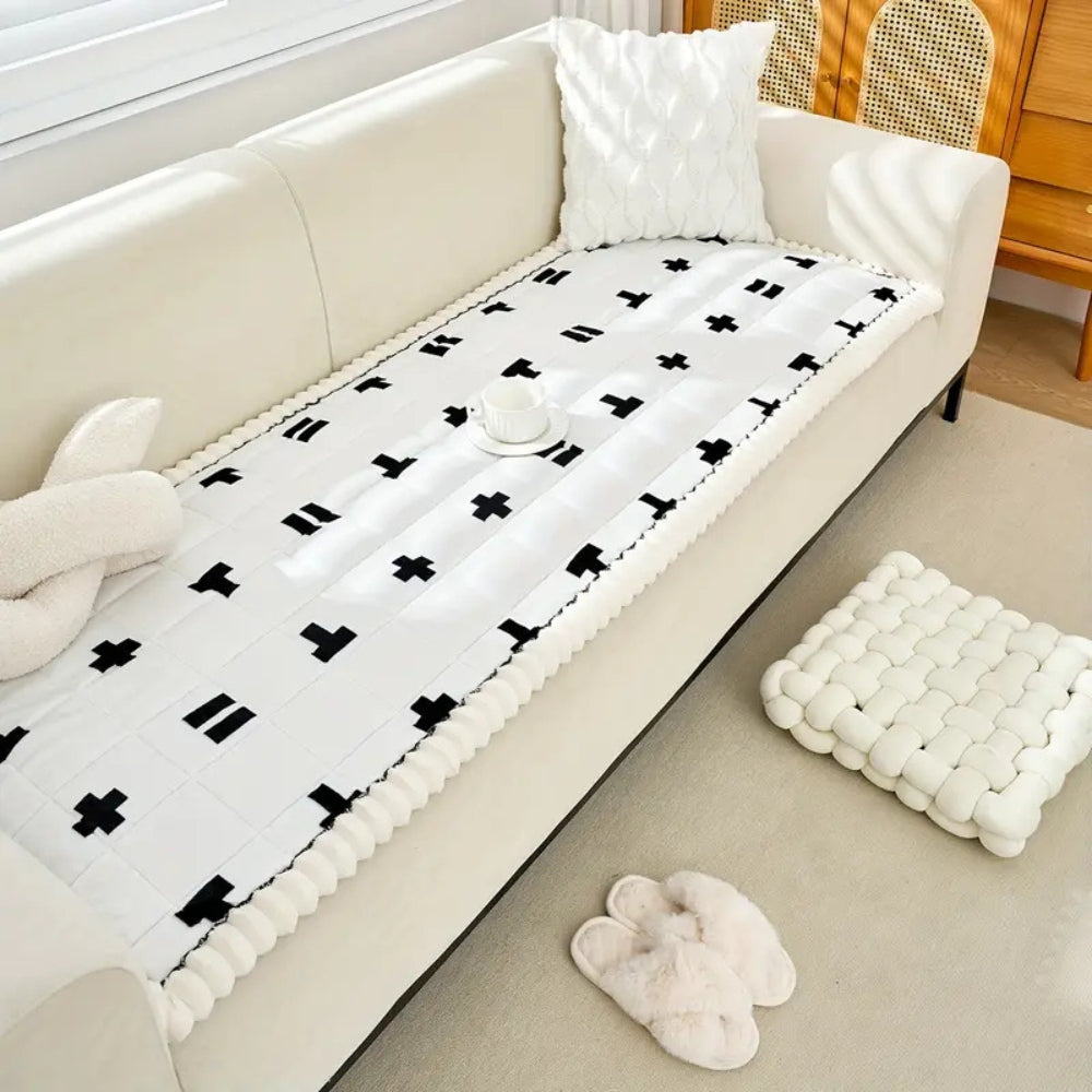 Chic Ruffled Quilted Sofa Protector for Cozy Living