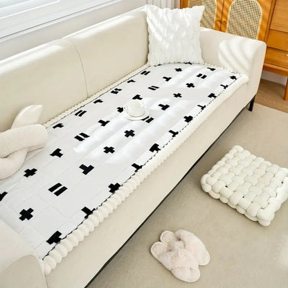 Chic Ruffled Quilted Sofa Protector for Cozy Living