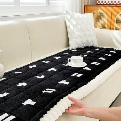 Chic Ruffled Quilted Sofa Protector for Cozy Living
