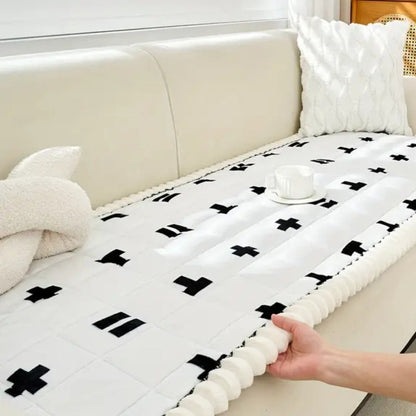 Chic Ruffled Quilted Sofa Protector for Cozy Living