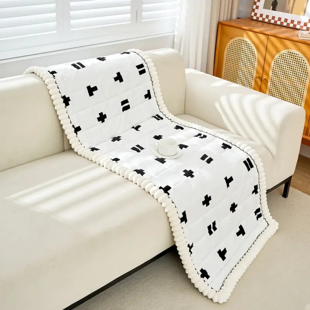 Chic Ruffled Quilted Sofa Protector for Cozy Living
