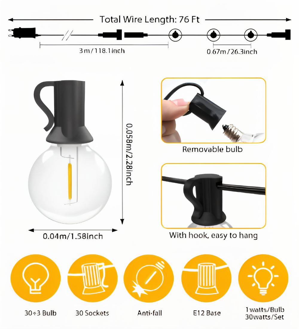 Waterproof Globe Patio Lights – LED Outdoor String Illumination