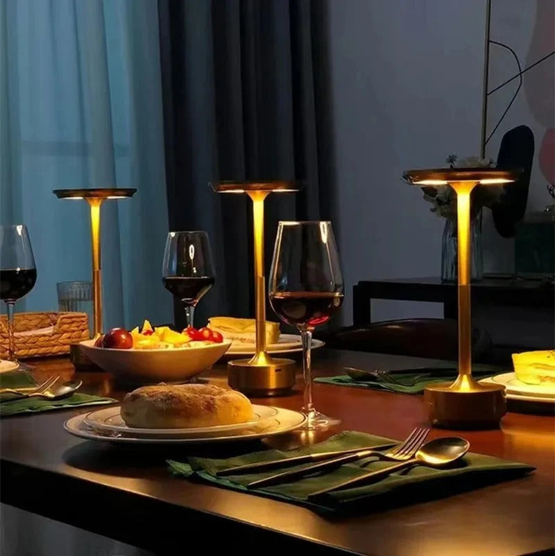 Dimmable LED Touch Lamp - Rechargeable with Gold Finish