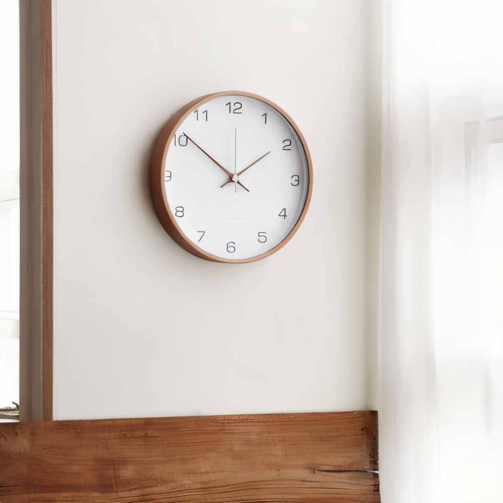 Nordic Style Wall Clock in Wood – Silent Operation