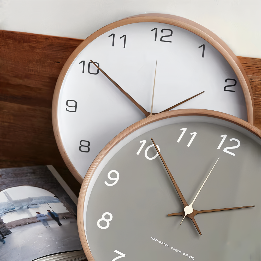 Nordic Style Wall Clock in Wood – Silent Operation