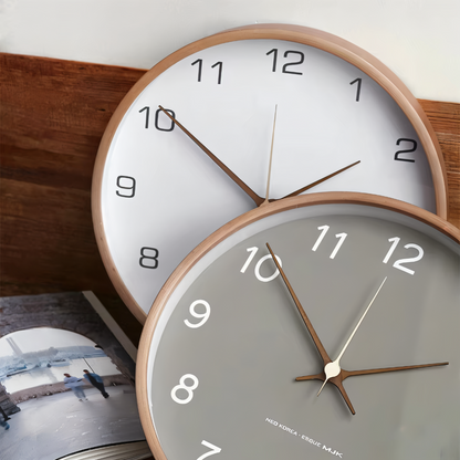 Nordic Style Wall Clock in Wood – Silent Operation
