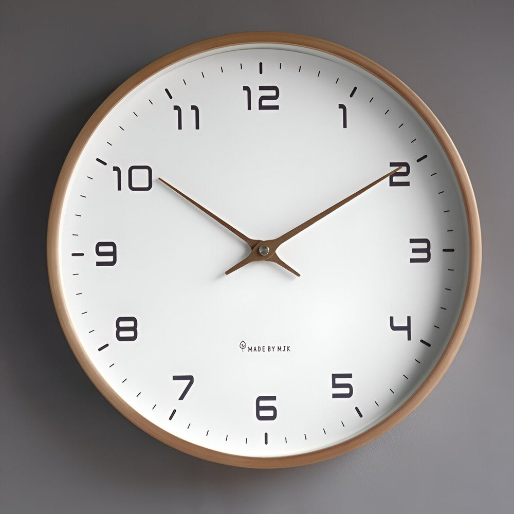 Nordic Design Quartz Clock – Wooden Finish for Silent Wall Display
