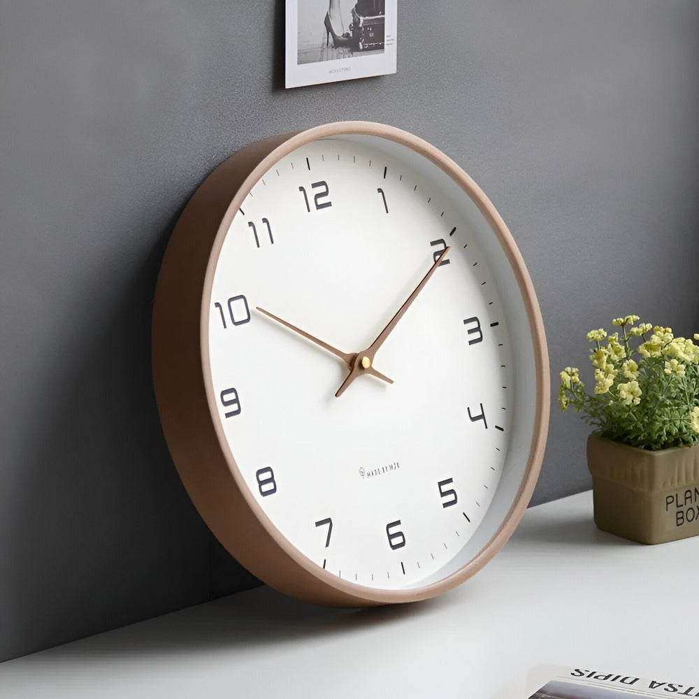 Nordic Design Quartz Clock – Wooden Finish for Silent Wall Display