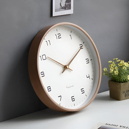 Nordic Design Quartz Clock – Wooden Finish for Silent Wall Display