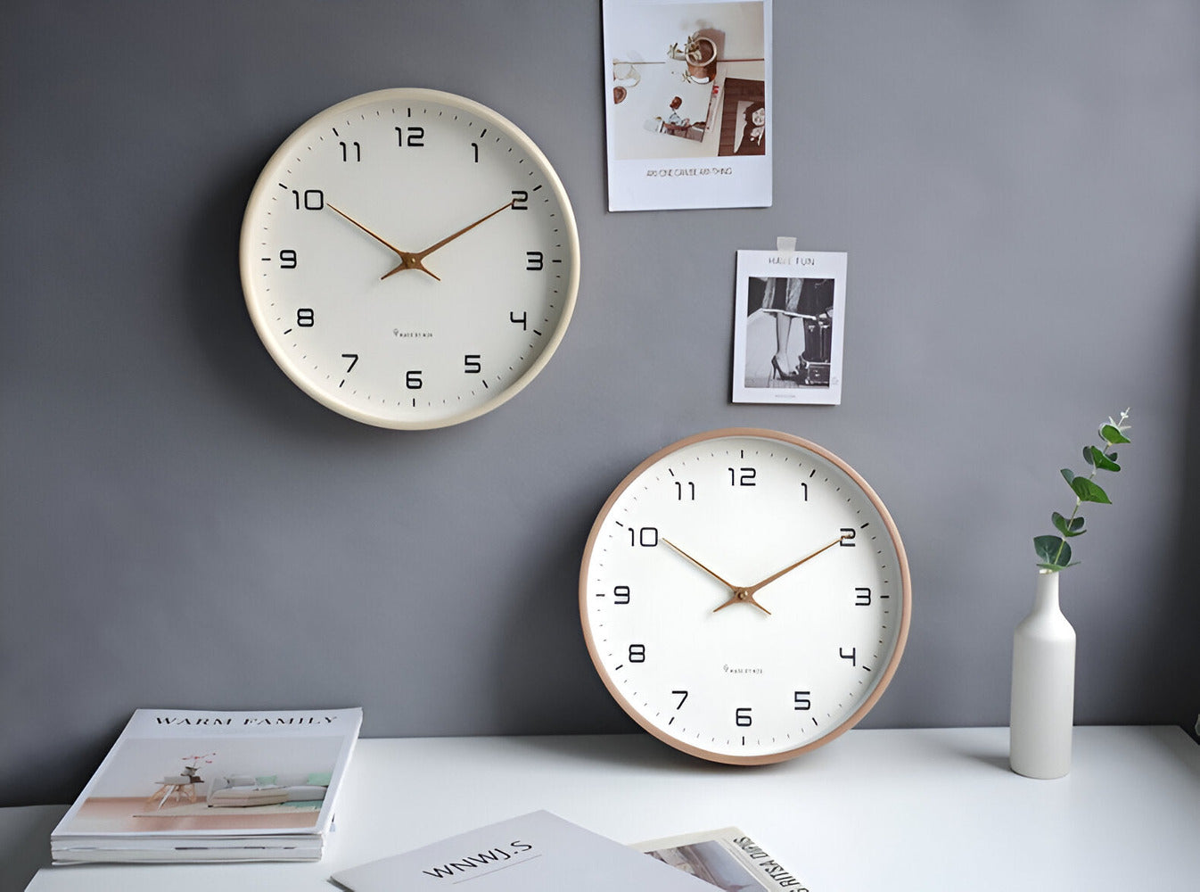Nordic Design Quartz Clock – Wooden Finish for Silent Wall Display