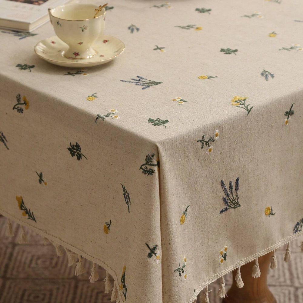 Charming Natural Weave Table Cover with Tassels