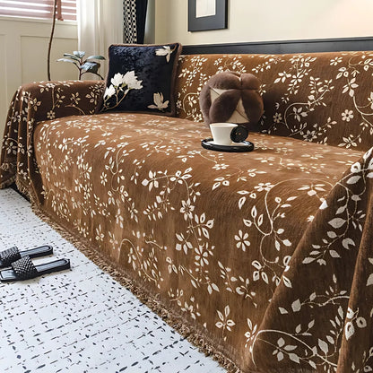 Charming Floral Couch Protector in Ivory
