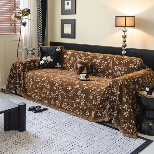 Charming Floral Couch Protector in Ivory
