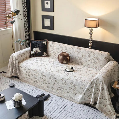 Charming Floral Couch Protector in Ivory