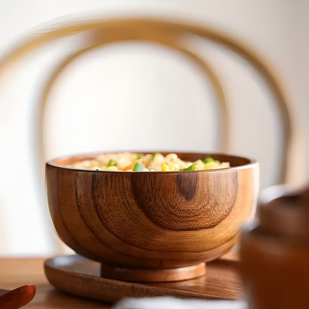Charming Handcrafted Wooden Serving Bowl