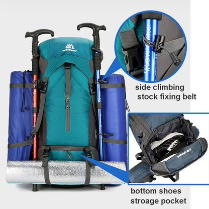 70L Hiking Backpack with Rain Cover for Outdoor Adventures