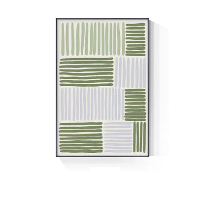 Modern Geometric Canvas Prints in Green Tones for Stylish Spaces