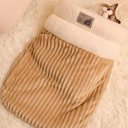 Cozy 3-Layer Pet Sleeping Bag for Cats & Small Dogs