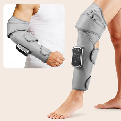 Cordless Leg Wrap Massager for Calves and Knees – Heat and Air Compression with 3 Levels and Adjustable Pressure