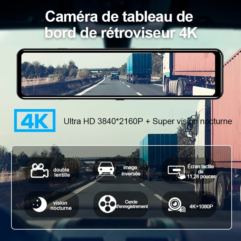 Rearview Mirror Camera 4K with GPS Navigation and Video Recording